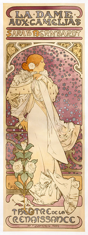 A. Mucha, affiche voor La Dame aux camélias met in de hoofdrol Sarah Bernhardt (1896)