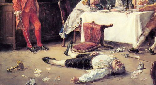 L.M. Dansaert (1830-1909), Het duel (detail)