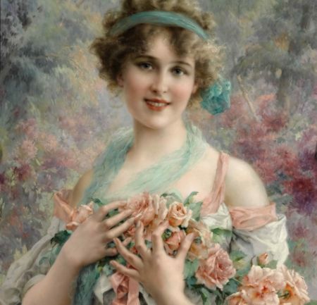 Emile Vernon (1872-1919), Meisje met rozen (detail)