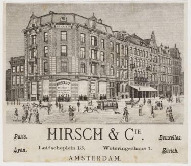 Het Hirsch-gebouw, Leidseplein, Amsterdam, vóór 1910