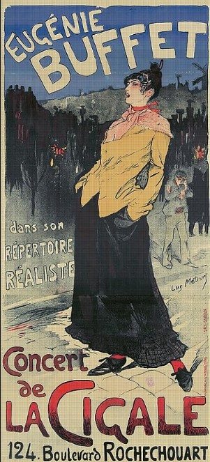 Lucien Métivet, affiche voor Eugénie Buffet, Concert de La Cigale (1894).