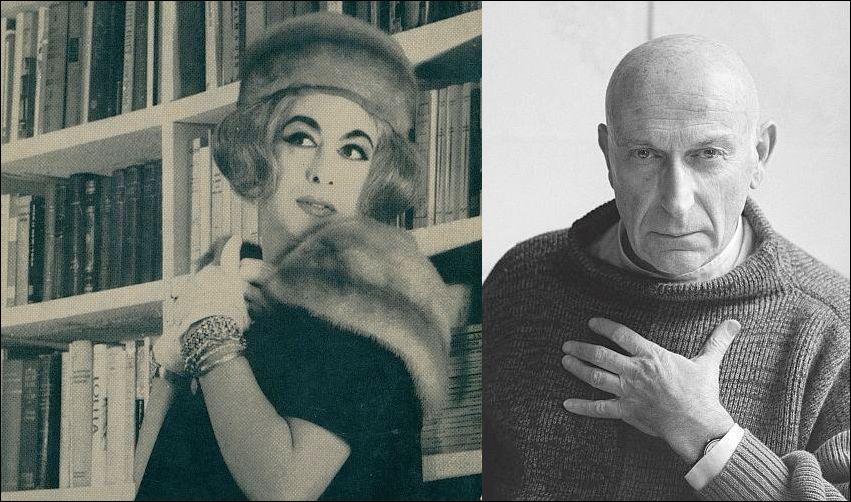 Max Heymans in travestie (foto Jan Keja) en Benno Premsela (foto Philip Mechanicus)