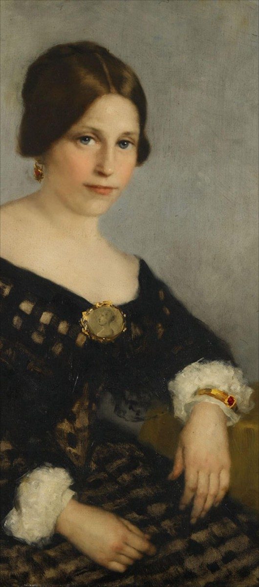 Sophia Lopez Suasso geschilderd door Thérèse Schwartze, 1890 (detail). Collectie Amsterdam Museum.
