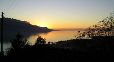 Avondlicht op het Meer van Genève, oktober 2005