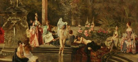François Flameng, Badende hofdames (detail) (1888)