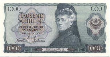 Bertha von Suttner op een (oud) Oostenrijks bankbiljet