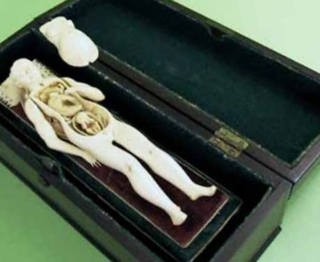 Vrouwenfiguurtje in kistje, 18de-eeuws, Museum Boerhaave