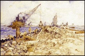 Werk bij de Blinde Geul, aquarel, 1931