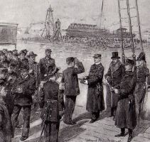 Hendrik onderscheidt de bemanning van een stoom-reddingsboot